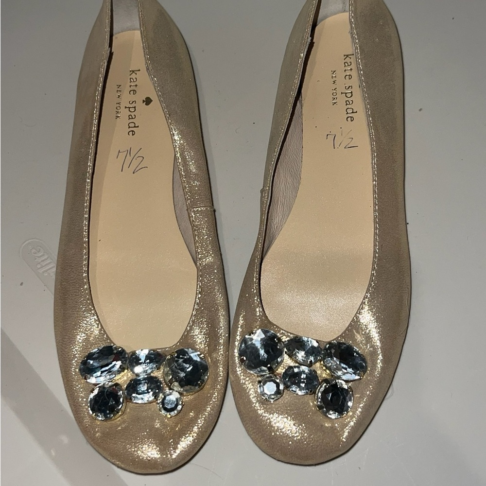 Kate Spade Gold Embellished Flats